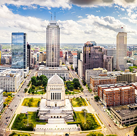 overhead view of the city of Indianapolis