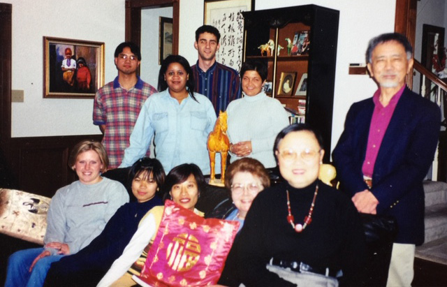 Dr. Lin with diverse group of students