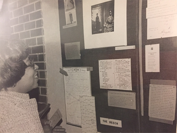 person looking at the Invisible Sinew Exhibit