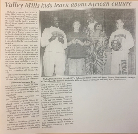 newspaper article: Valley Mills kids learn about African culture