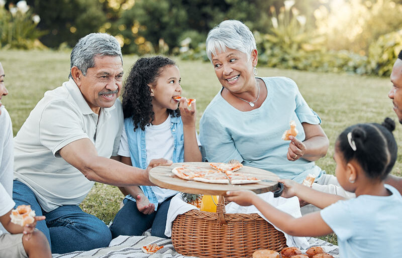 family enjoying a picnic together