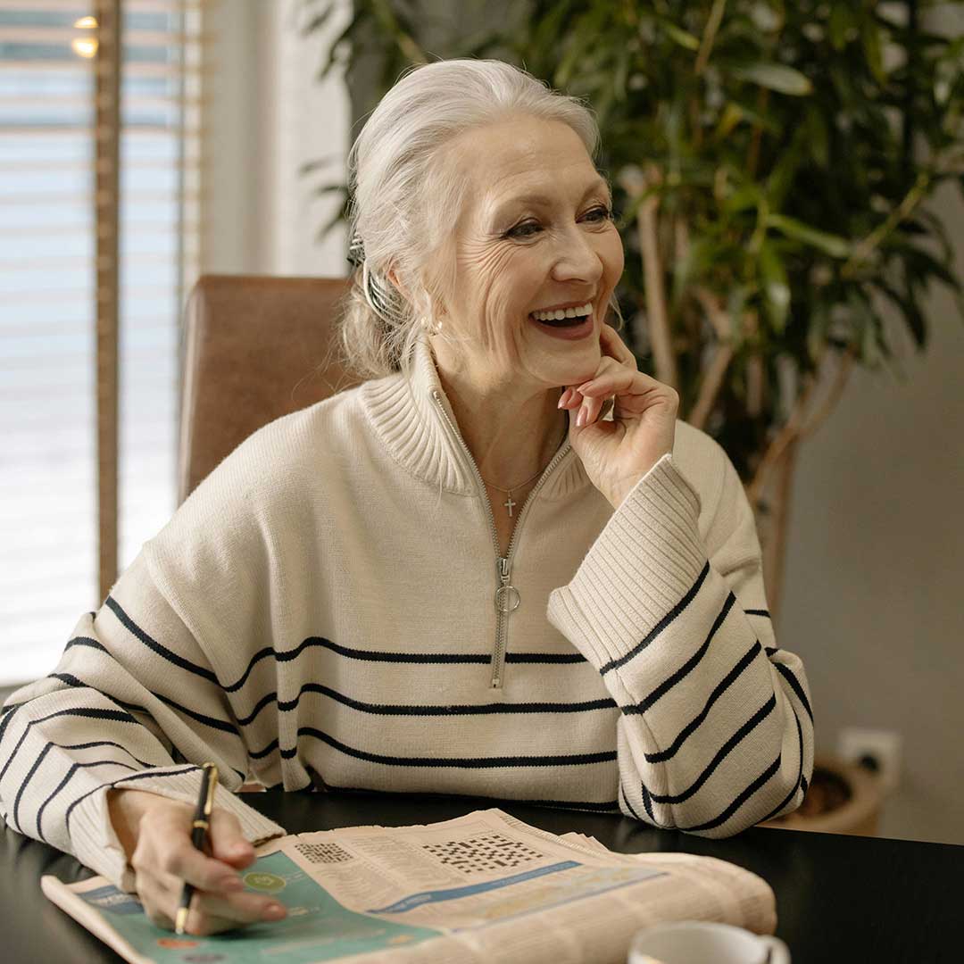 elderly lady smiling