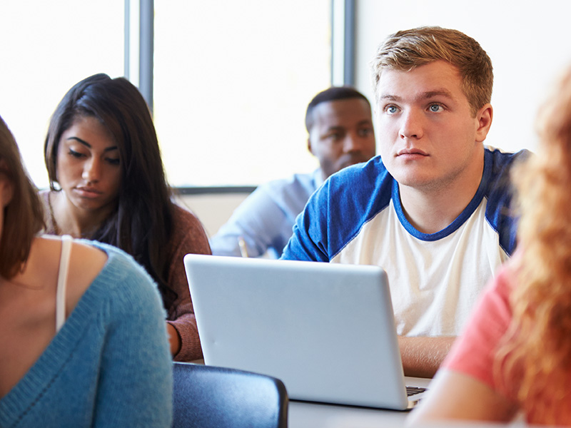 students concentrating in class