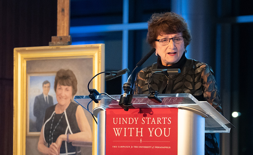 yvonne shaheen standing at the podium