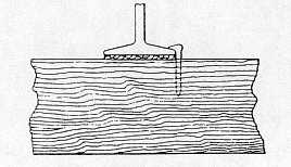 Drawing of a wood tie plate between the tie and the rail, lateral view