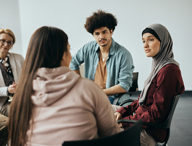group of diverse people in discussion
