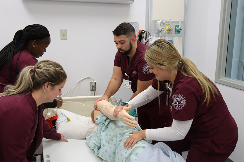 Nursing students in a simulation class