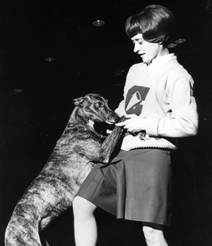 Dixie with a student