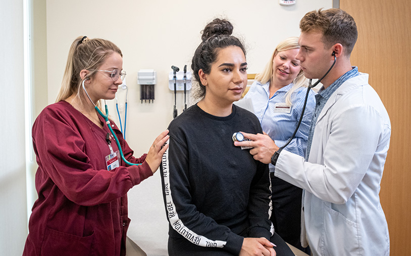 students in a clinic