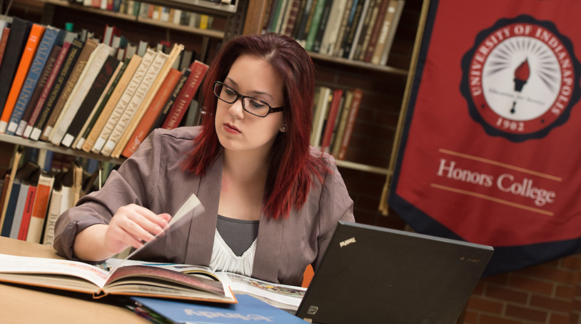 female student studying
