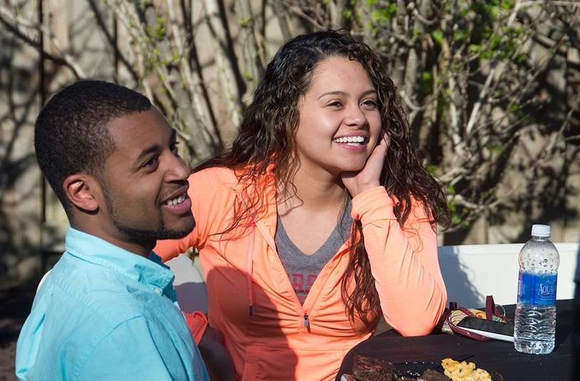 students enjoying the campus cookout