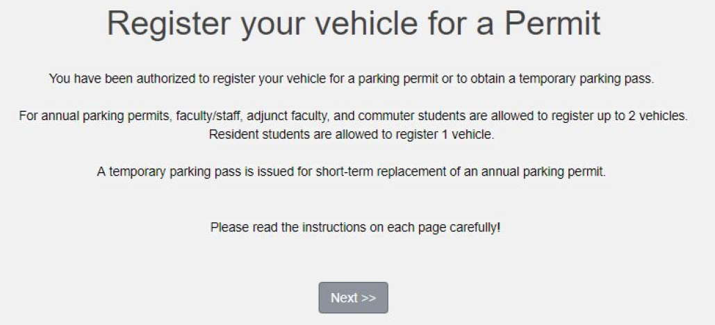 Vehicle/Parking Registration