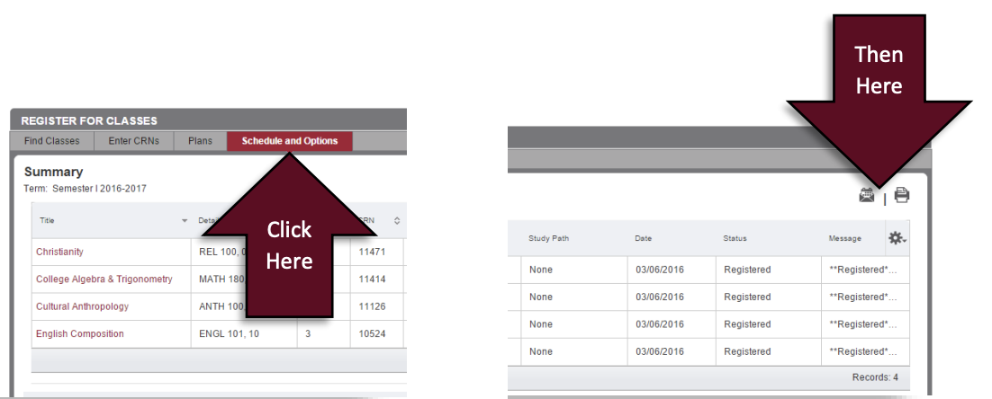 screenshot to print schedule