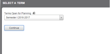 screenshot of select a term option