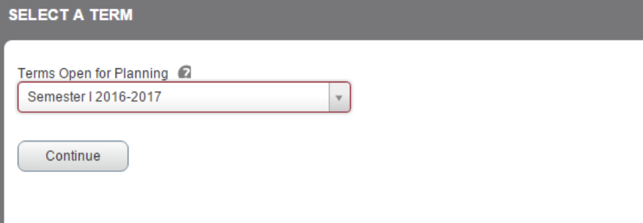 screenshot of select a term option