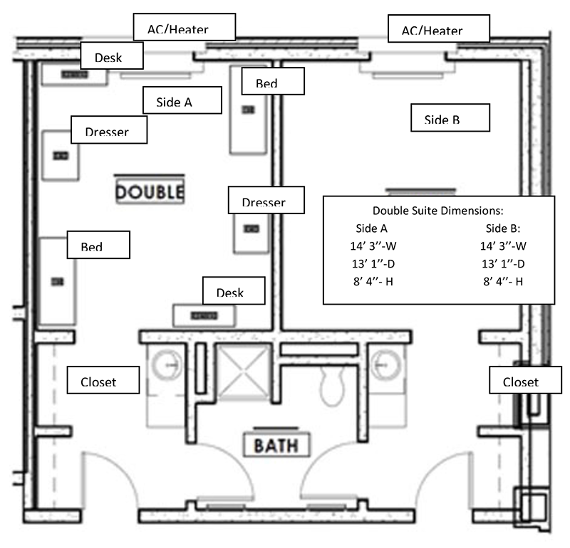 double occupancy floor plan map in english