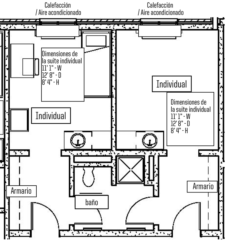 single occupancy floor plan map in spanish
