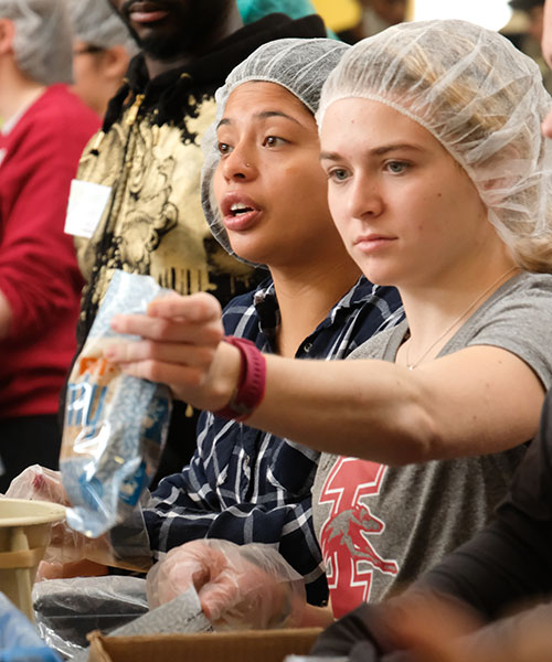students participating in community service