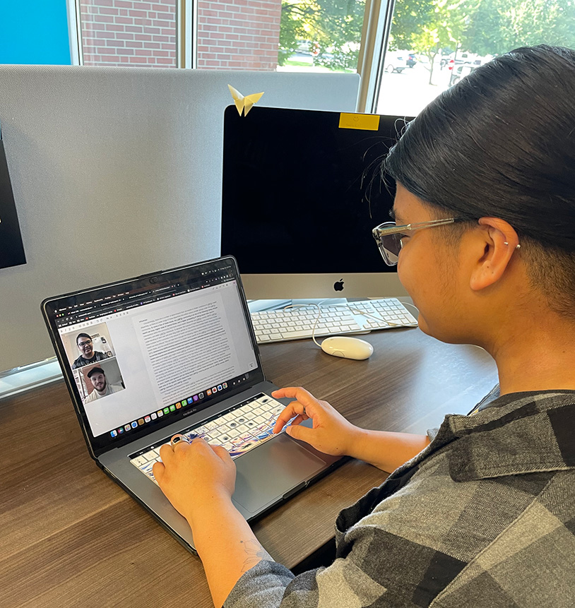student on her laptop during a virtual consultation